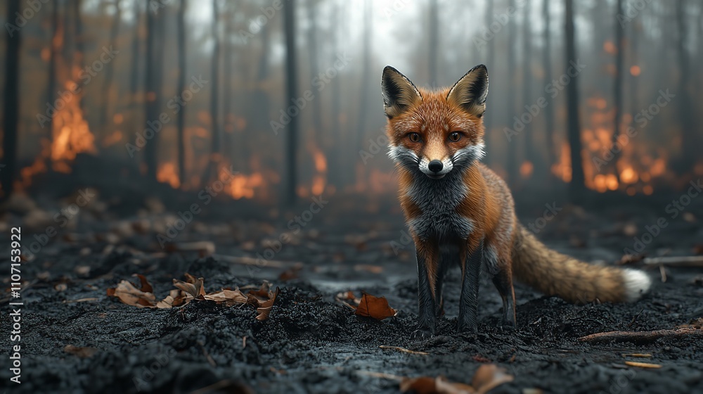 A red fox standing on the grass. A red fox standing on the grass.