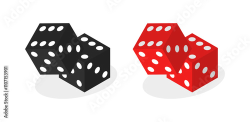 Dice icons. Double dices. Flat style. Vector icons