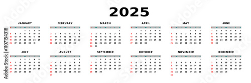 2025 Calendar 6 Columns 