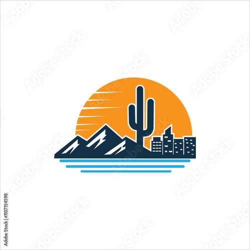 arizona city mountain logo vector template for your business.
