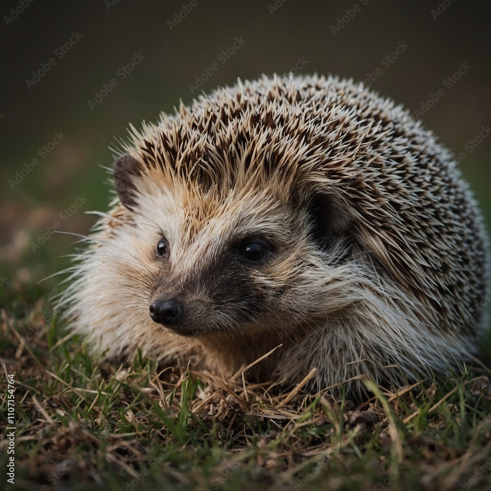 Fototapeta premium A hedgehog curled into a ball.
