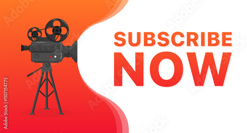 Subscribe now banner. Flat style. Vector illustration