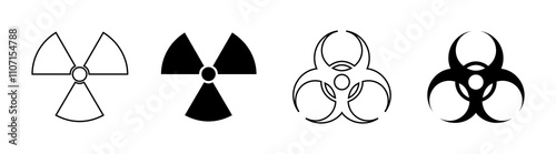 Radiation Icons Set. Linear & Silhouette Style. Vector icons