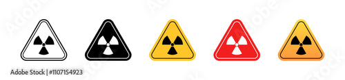 Set Radiation Road Signs. Flat Style. Vector icons
