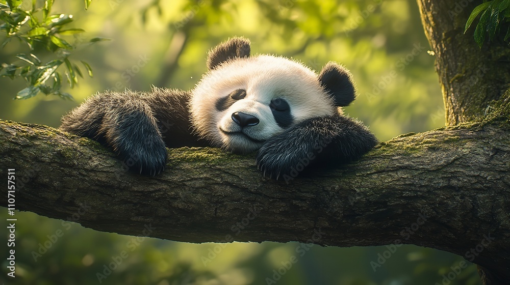 lazy relaxing panda bear sleeping on a log lazy relaxing panda bear sleeping on a log