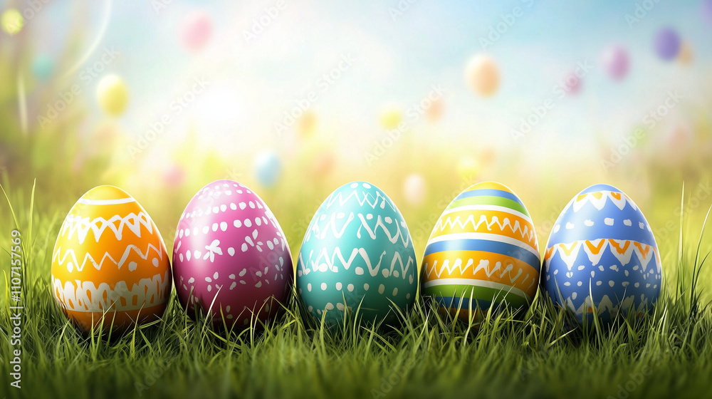 beautiful Easter banner in bright colors, Easter eggs, realistic photo, copy space for text beautiful Easter banner in bright colors, Easter eggs, realistic photo, copy space for text