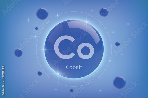 Cobalt blue icon. Essential mineral capsule with glowing effects for bone health and wellnes