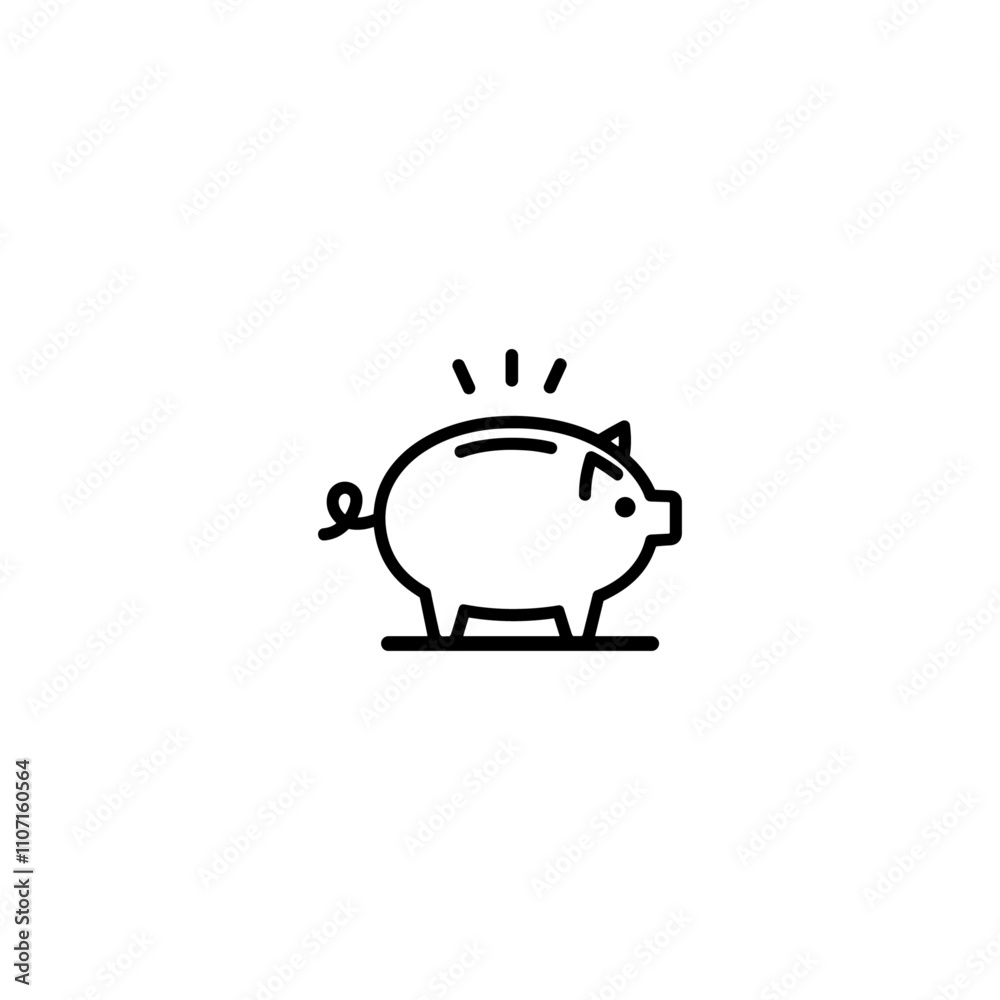 Piggy icon, Piggy bank silhouette icons, piggy bank icons in outline, Safe money symbol and business finance concept in simple linear style editable vector. Piggy icon, Piggy bank silhouette icons, piggy bank icons in outline, Safe money symbol and business finance concept in simple linear style editable vector.