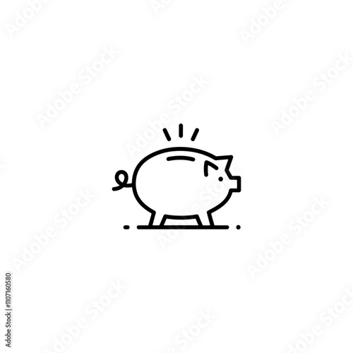 Piggy icon, Piggy bank silhouette icons, piggy bank icons in outline, Safe money symbol and business finance concept in simple linear style editable vector.