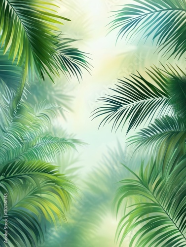 Tropical foliage art background vector.Digital print design with palm, floral and leaves with watercolor brush texture. Canvas art for wallpaper, wall arts, prints, fabric, pattern and packaging.