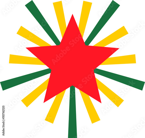 Red Star with Rays Illustration