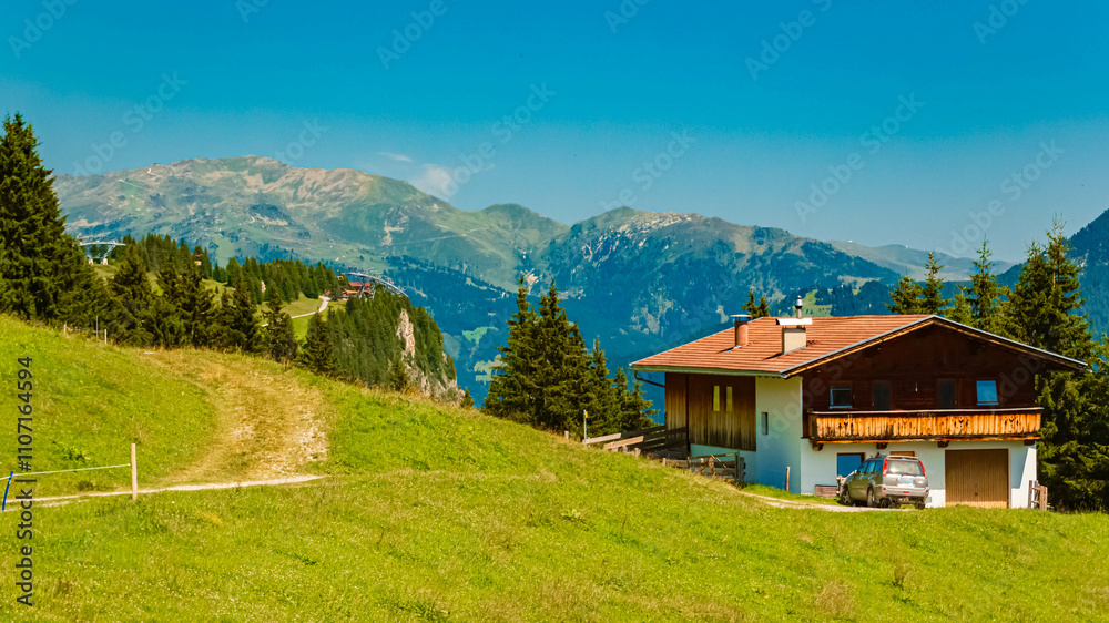 Alpine summer view at Mount Penken, Mayrhofen, Finkenberg, Zillertal valley, Schwaz, Zell am Ziller, Tyrol, Austria Alpine summer view at Mount Penken, Mayrhofen, Finkenberg, Zillertal valley, Schwaz, Zell am Ziller, Tyrol, Austria
