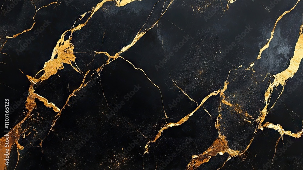 Elegant black and gold marble texture with striking veining patterns. Elegant black and gold marble texture with striking veining patterns.