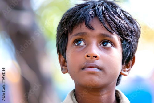 A young Indian boy explores the possibilities of the future, his curiosity insatiable, his thirst for knowledge unquenchable, his excitement palpable. photo