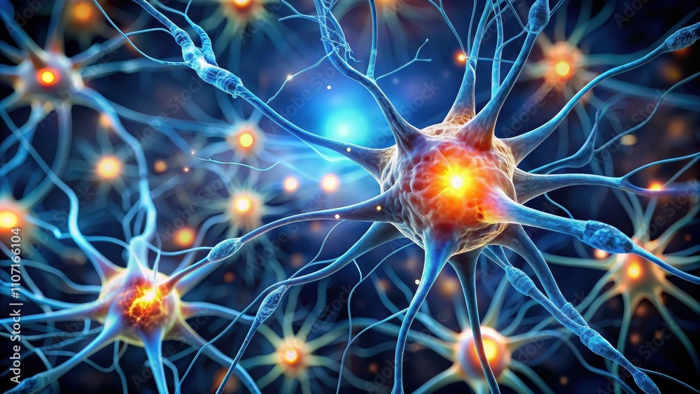 Close-up of synapses firing in a brain, neurons, connections, electronic, communication, cognitive Close-up of synapses firing in a brain, neurons, connections, electronic, communication, cognitive