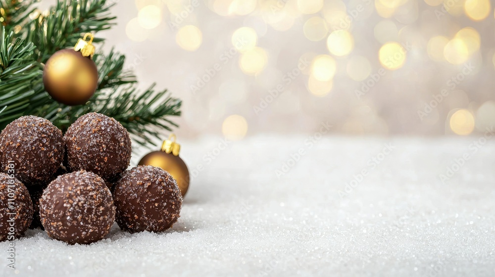 Festive Chocolate Truffles Christmas Background Gourmet Sweets Winter Holidays Festive Chocolate Truffles Christmas Background Gourmet Sweets Winter Holidays