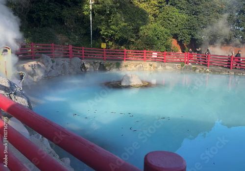 Onsen Beppu Jigoku Blue Termal Water Japan photo