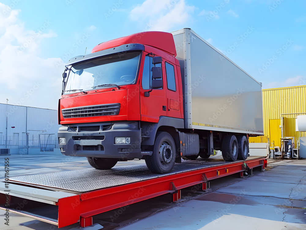 A truck or trailer carrying cargo on truck scales. Neural network AI generated art A truck or trailer carrying cargo on truck scales. Neural network AI generated art