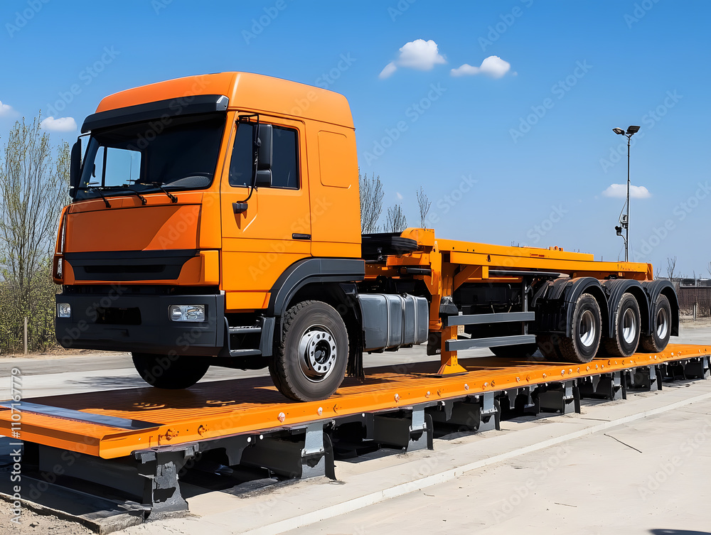A truck or trailer carrying cargo on truck scales. Neural network AI generated art A truck or trailer carrying cargo on truck scales. Neural network AI generated art