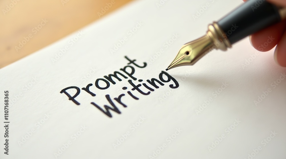 Fountain Pen Writing on Paper With Prompt Writing Text Fountain Pen Writing on Paper With Prompt Writing Text