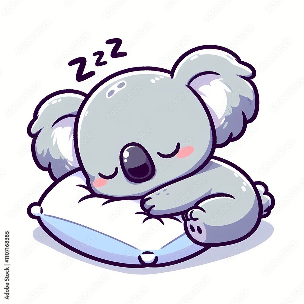 Fototapeta premium cute Koala sleeping on pillow cartoon vector icon illustration