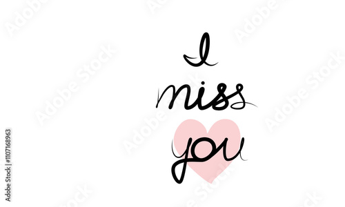 continuous drawing of the phrase I miss you in one line. vector