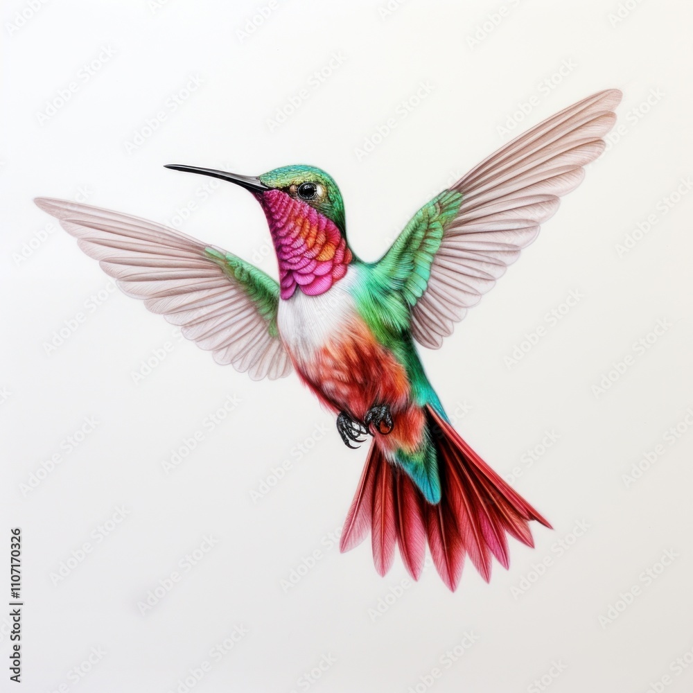 Fototapeta premium Humming bird hummingbird drawing animal.