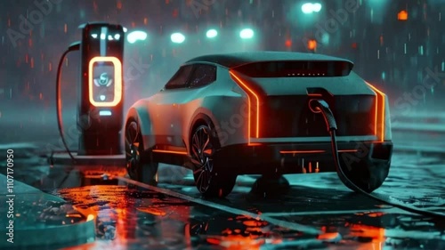 Power source for charging battery of beautiful electric car on road