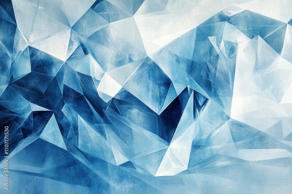 Naklejka premium Abstract blue and white geometric background with a low poly design.
