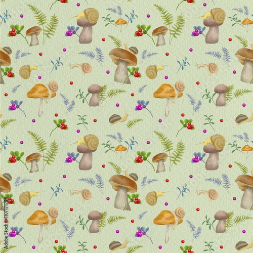 autumn pattern, leaves, fall, berries, forest, September, October, November, nature, watercolor, fun, subject, pastel, background, backdrop