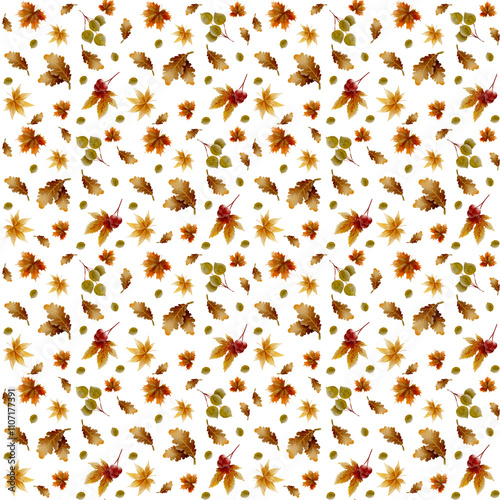 autumn pattern, leaves, fall, berries, forest, September, October, November, nature, watercolor, fun, subject, pastel, background, backdrop