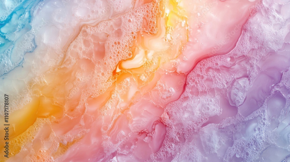Fototapeta premium Vibrant abstract art with swirling colors in blue, orange, and pink hues.
