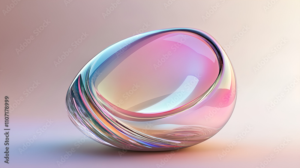 Abstract minimalist design, iridescent glass shape Abstract minimalist design, iridescent glass shape