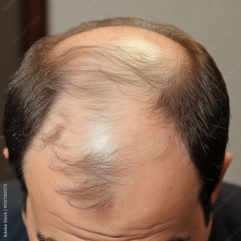 Balding Middle-aged Man Showing Thinning Hair and Receding Hairline