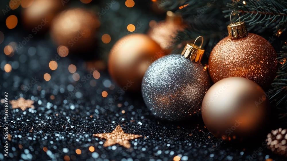 Festive Christmas Ornaments with Glittering Decorations. Generative AI Festive Christmas Ornaments with Glittering Decorations. Generative AI