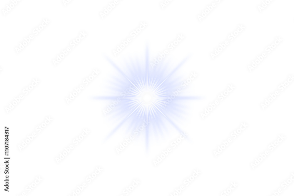 Fototapeta premium Shiny star. Lens flare. White light glowing effect isolated on transparent background. Light explosion. Silver flash light. Magic star light PNG. Light reflection. Festive decoration design elements