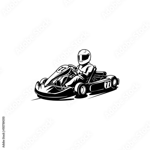 Go kart icon silhouette vector, go-kart silhouette, racing go-kart silhouette