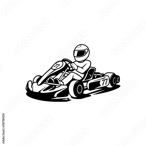 Go kart icon silhouette vector, go-kart silhouette, racing go-kart silhouette
