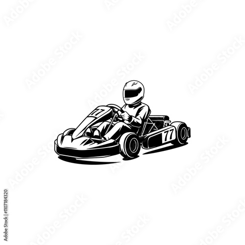 Go kart icon silhouette vector, go-kart silhouette, racing go-kart silhouette