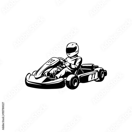 Go kart icon silhouette vector, go-kart silhouette, racing go-kart silhouette