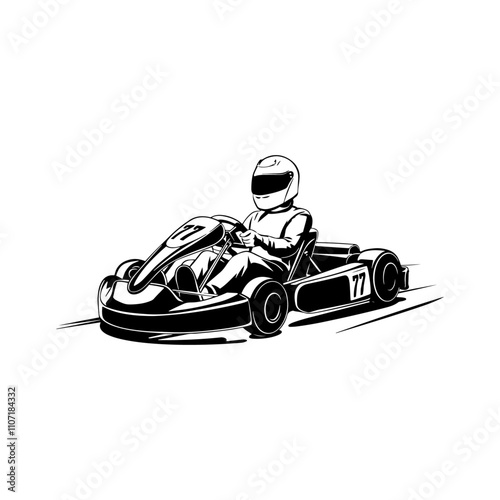 Go kart icon silhouette vector, go-kart silhouette, racing go-kart silhouette