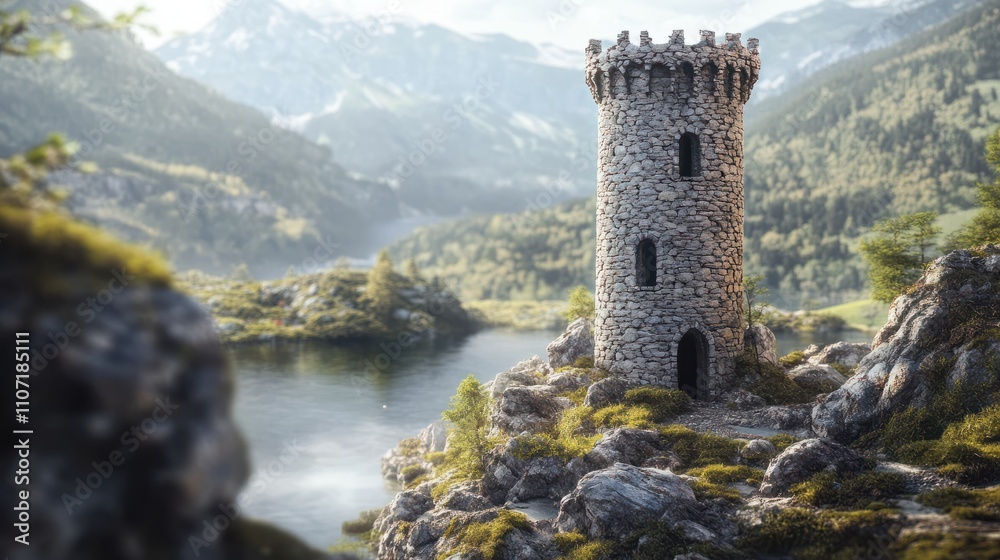 Fototapeta premium Turm aus Kieselsteinen mit Kiesel in Herzform