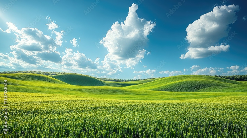 Obraz premium Blue sky and farm field.