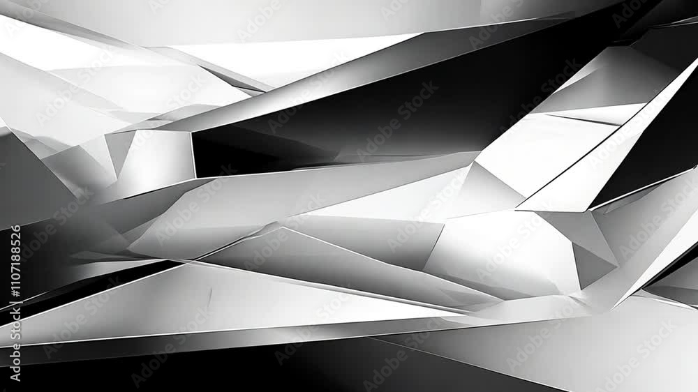 Abstract grayscale geometric shapes with blurred edges and a light source