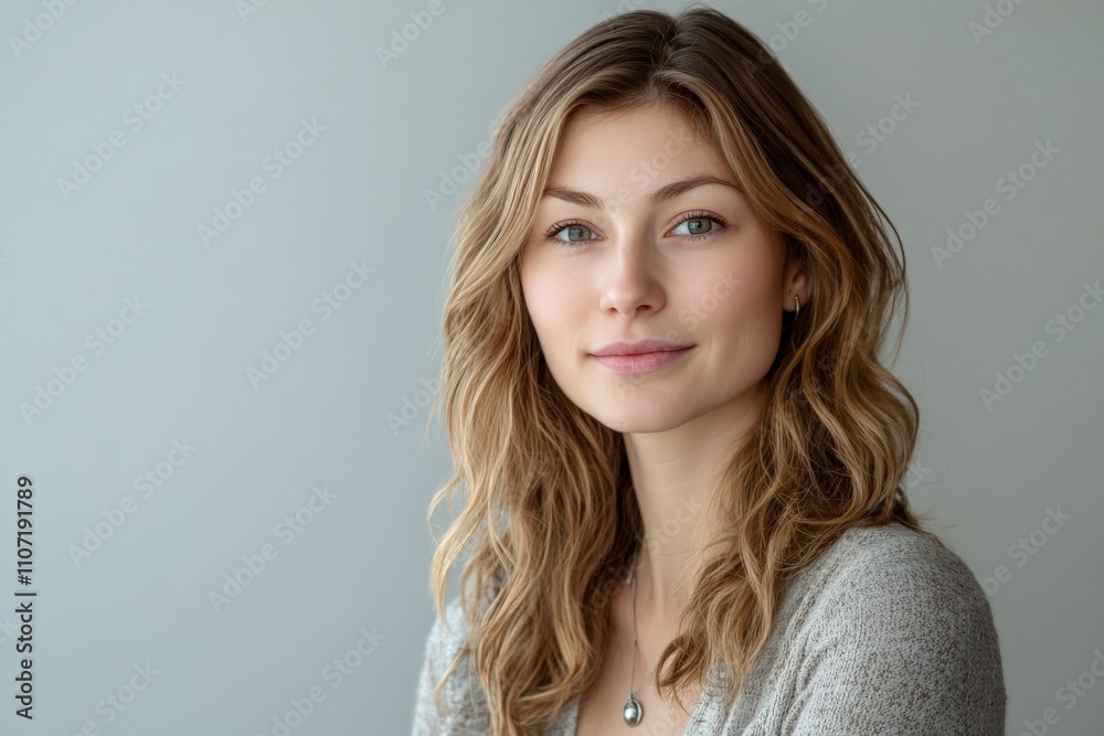 A bright and cheerful portrait of a young woman smiling softly, her natural beauty highlighted against a light backdrop, radiating warmth and positivity. A bright and cheerful portrait of a young woman smiling softly, her natural beauty highlighted against a light backdrop, radiating warmth and positivity.