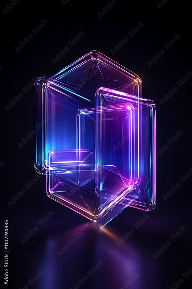 Abstract Geometric Shapes with Neon Glow on Dark Background for Modern Art and Design Concepts Abstract Geometric Shapes with Neon Glow on Dark Background for Modern Art and Design Concepts