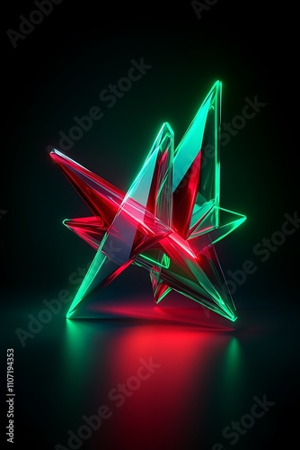 Abstract geometric shapes with vibrant colors creating a striking and modern visual in a dark background