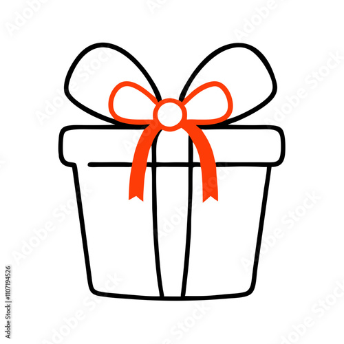 Wrapped gift box with a bow in a simple line art style for celebration and gifting