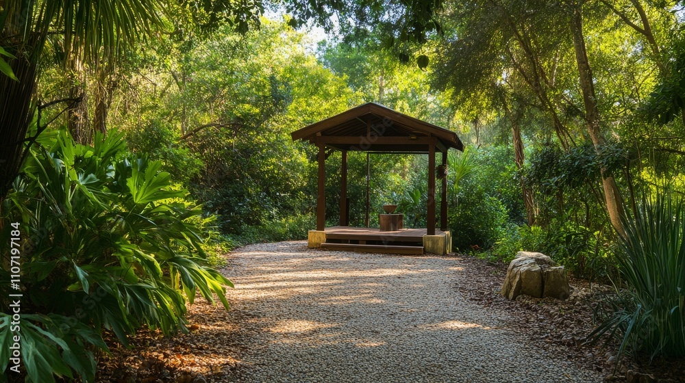 A serene wellness retreat in a natural forest setting, focusing on mindfulness and relaxation, wide shot A serene wellness retreat in a natural forest setting, focusing on mindfulness and relaxation, wide shot