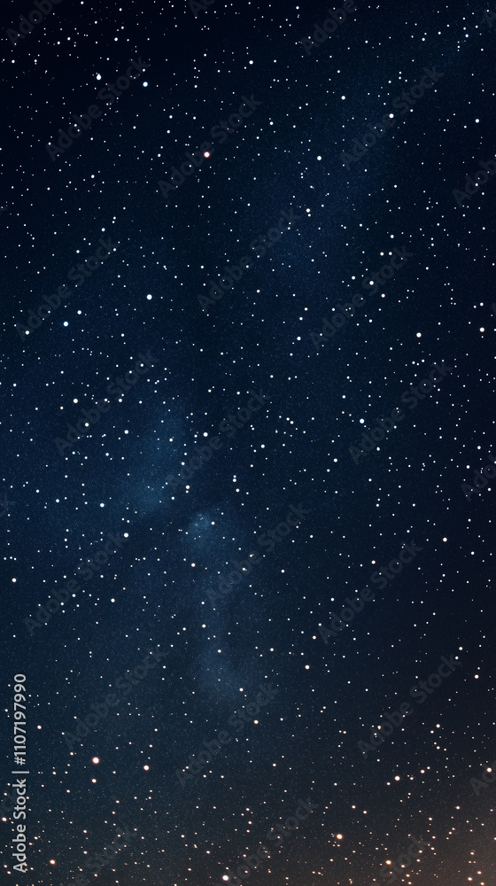 Fototapeta premium Starry night sky with twinkling stars, a mobile wallpaper with a dark blue background, in a simple and elegant style.